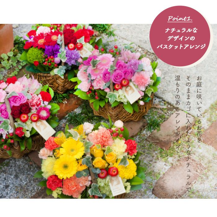 ガーベラのガーデンバスケット 生花 FKAA | Flower Kitchen JIYUGAOKA