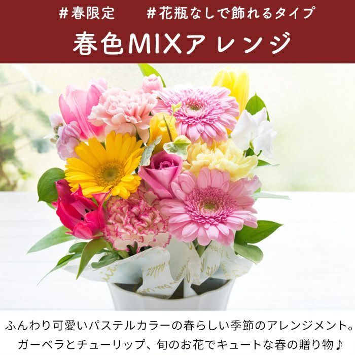 春色ミックスアレンジ 誕生日 アレンジメント プレゼント FKAA 