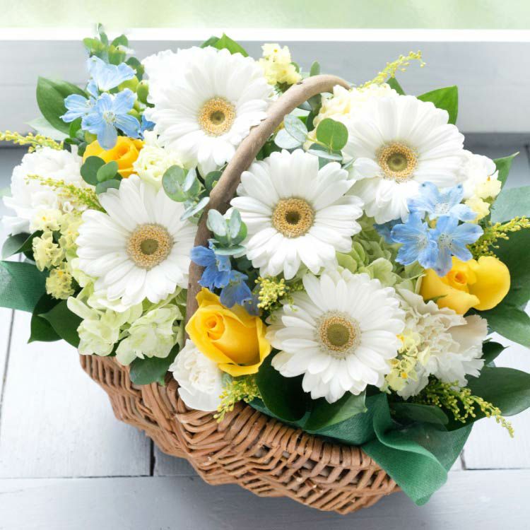 カントリーバスケット 誕生日 アレンジメント プレゼント