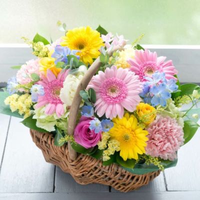 カントリーバスケット 誕生日 アレンジメント プレゼント