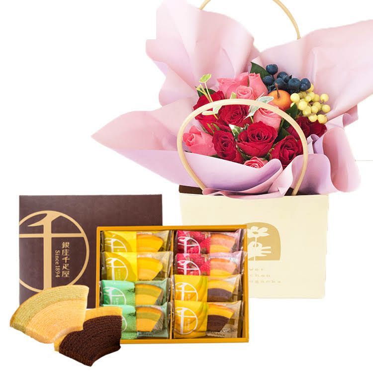 バッグ付きハグブーケ +【銀座千疋屋】銀座フルーツクーヘン