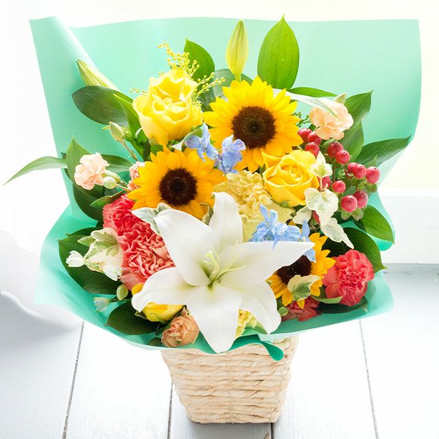 トロピカルアレンジ 誕生日 アレンジメント プレゼント ひまわり